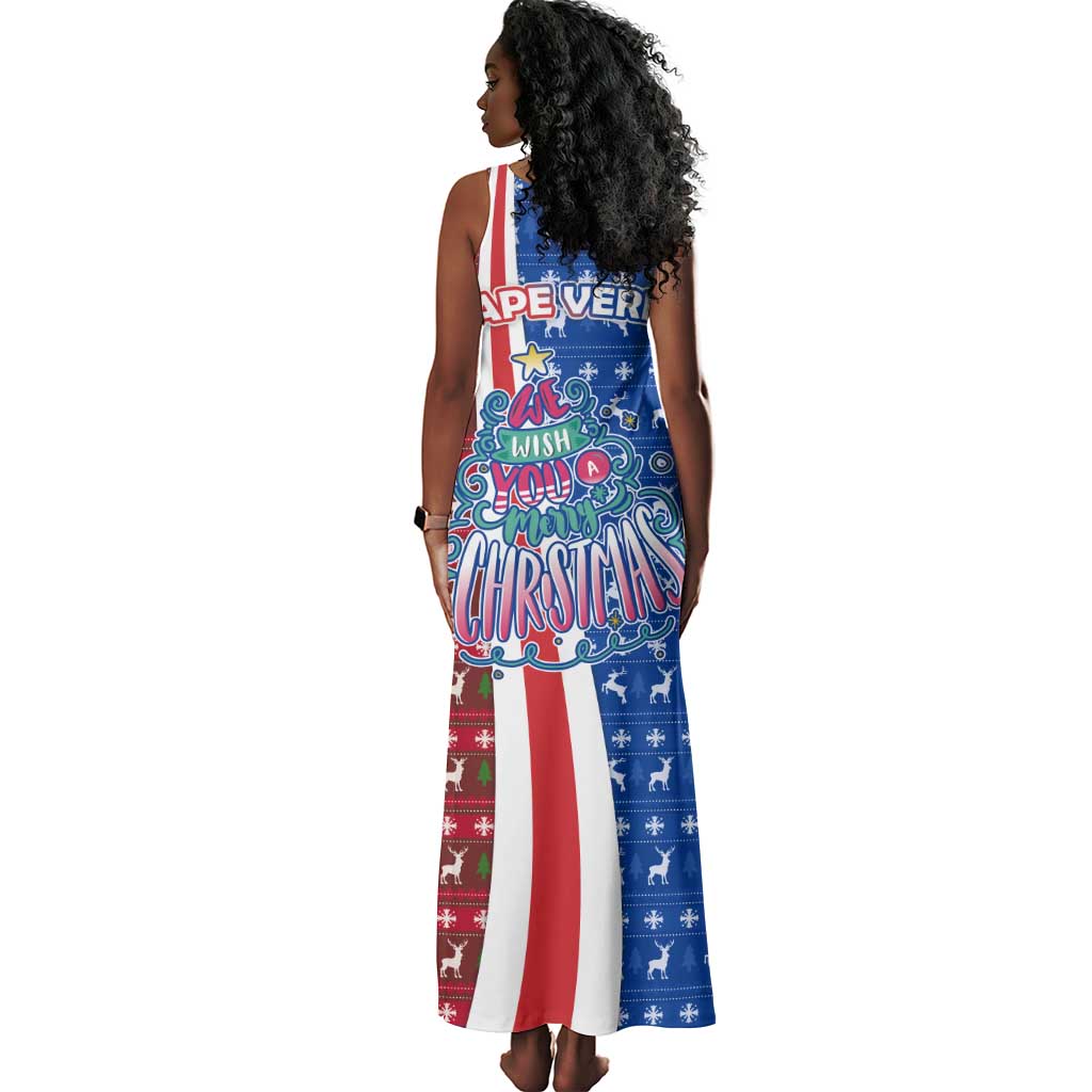 Cape Verde Christmas Tank Maxi Dress Festive Pattern Christmas Tree and National Emblem Motif - African Pride
