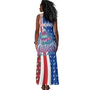 Cape Verde Christmas Tank Maxi Dress Festive Pattern Christmas Tree and National Emblem Motif - African Pride