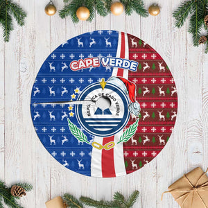 Cape Verde Christmas Tree Skirt Festive Pattern Christmas Tree and National Emblem Motif - African Pride
