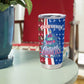 Cape Verde Christmas Tumbler Cup Festive Pattern Christmas Tree and National Emblem Motif - African Pride