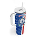 Cape Verde Christmas Tumbler With Handle Festive Pattern Christmas Tree and National Emblem Motif - African Pride