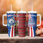 Cape Verde Christmas Tumbler With Handle Festive Pattern Christmas Tree and National Emblem Motif - African Pride