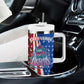 Cape Verde Christmas Tumbler With Handle Festive Pattern Christmas Tree and National Emblem Motif - African Pride