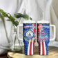 Cape Verde Christmas Tumbler With Handle Festive Pattern Christmas Tree and National Emblem Motif - African Pride