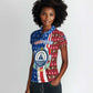 Cape Verde Christmas Women Polo Shirt Festive Pattern Christmas Tree and National Emblem Motif - African Pride