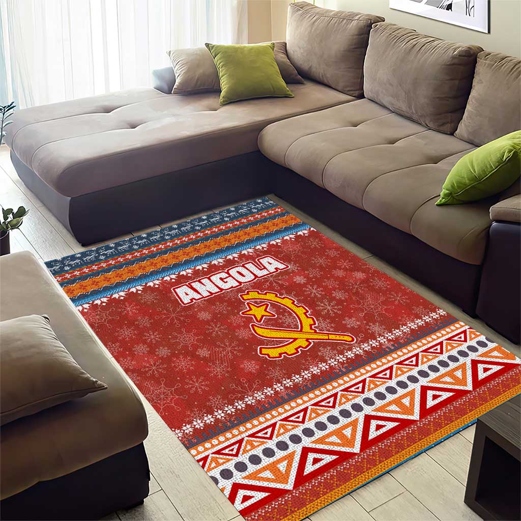 Angola Christmas Area Rug Snowflake Pattern Tribal Santa Claus Motif - African Pride