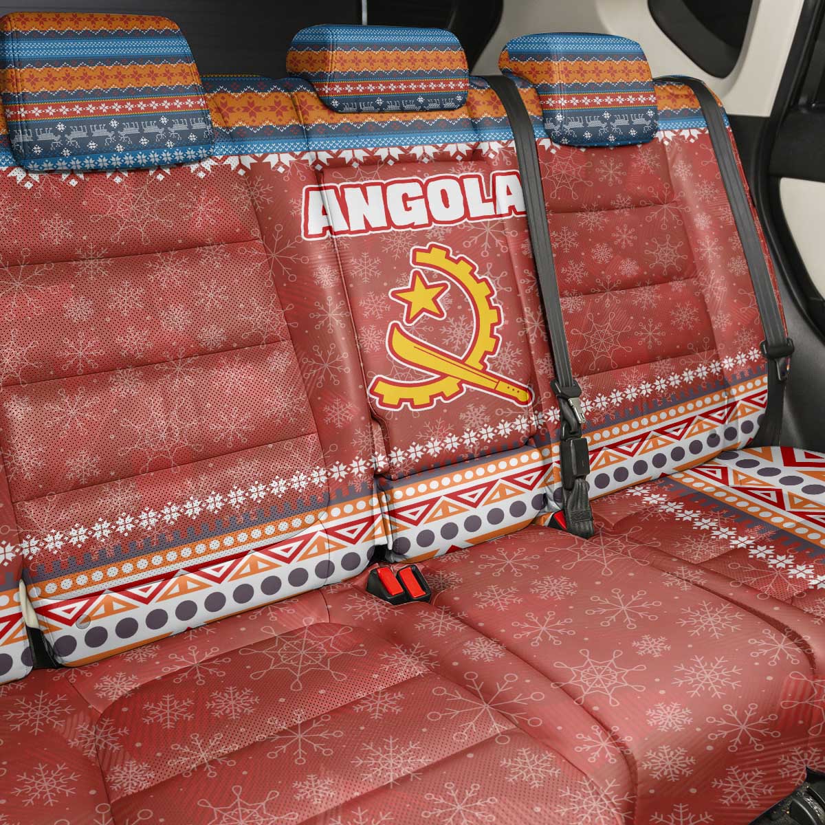 Angola Christmas Back Car Seat Cover Snowflake Pattern Tribal Santa Claus Motif - African Pride