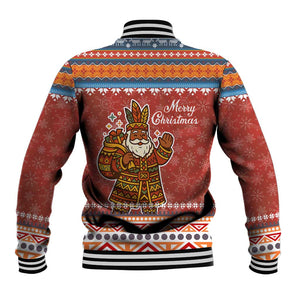Angola Christmas Baseball Jacket Snowflake Pattern Tribal Santa Claus Motif - African Pride