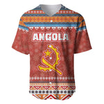 Angola Christmas Baseball Jersey Snowflake Pattern Tribal Santa Claus Motif - African Pride