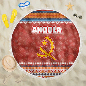 Angola Christmas Beach Blanket Snowflake Pattern Tribal Santa Claus Motif - African Pride