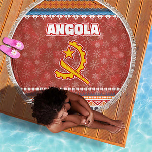 Angola Christmas Beach Blanket Snowflake Pattern Tribal Santa Claus Motif - African Pride
