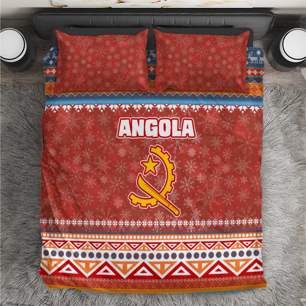 Angola Christmas Bedding Set Snowflake Pattern Tribal Santa Claus Motif - African Pride