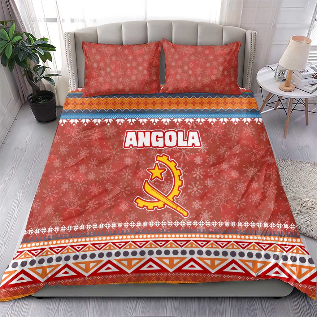 Angola Christmas Bedding Set Snowflake Pattern Tribal Santa Claus Motif - African Pride