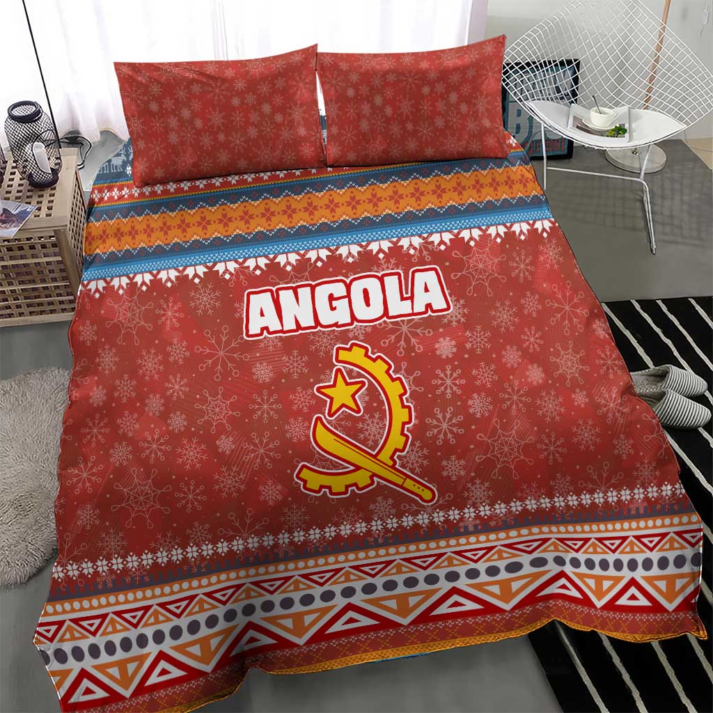 Angola Christmas Bedding Set Snowflake Pattern Tribal Santa Claus Motif - African Pride