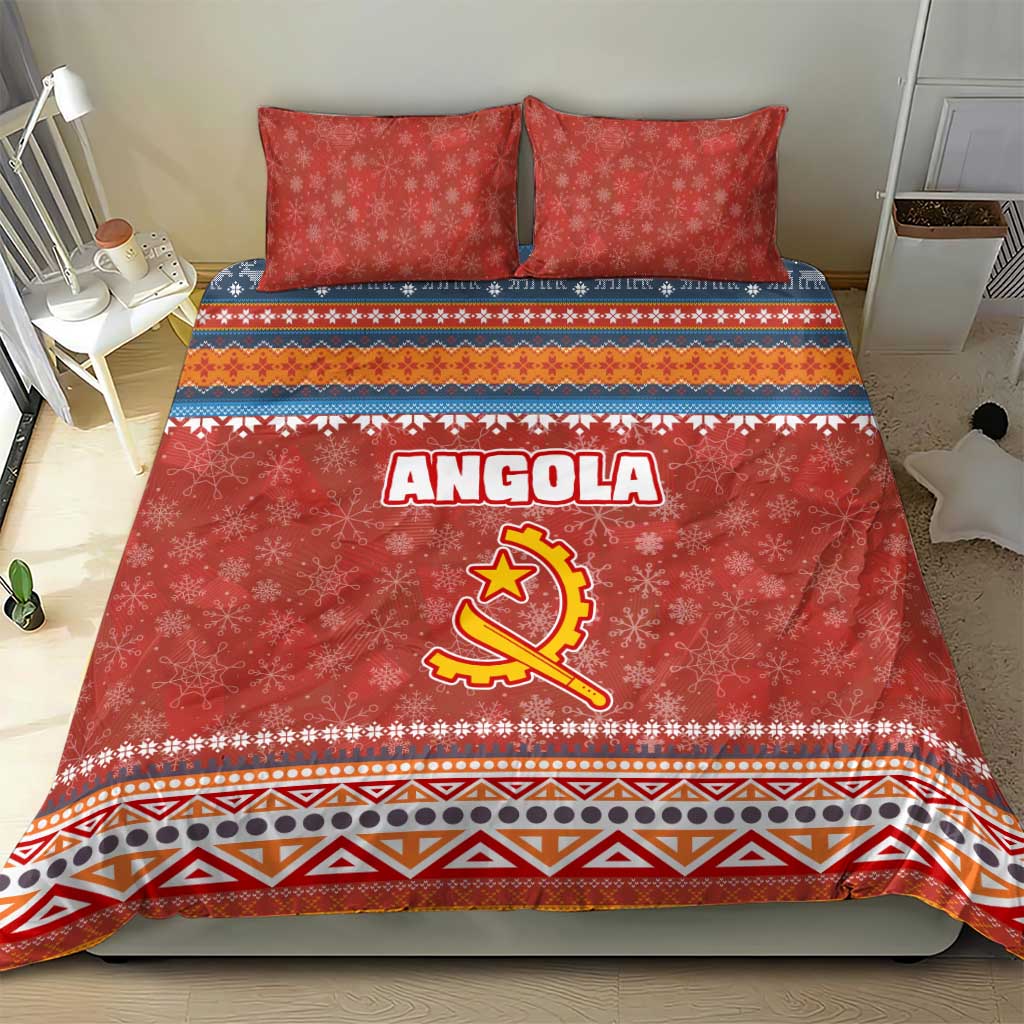 Angola Christmas Bedding Set Snowflake Pattern Tribal Santa Claus Motif - African Pride