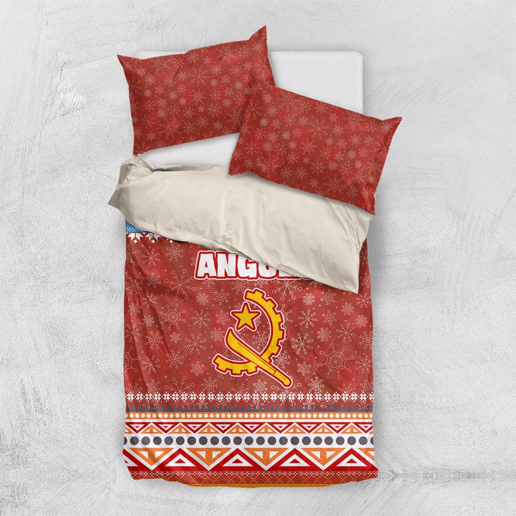 Angola Christmas Bedding Set Snowflake Pattern Tribal Santa Claus Motif - African Pride