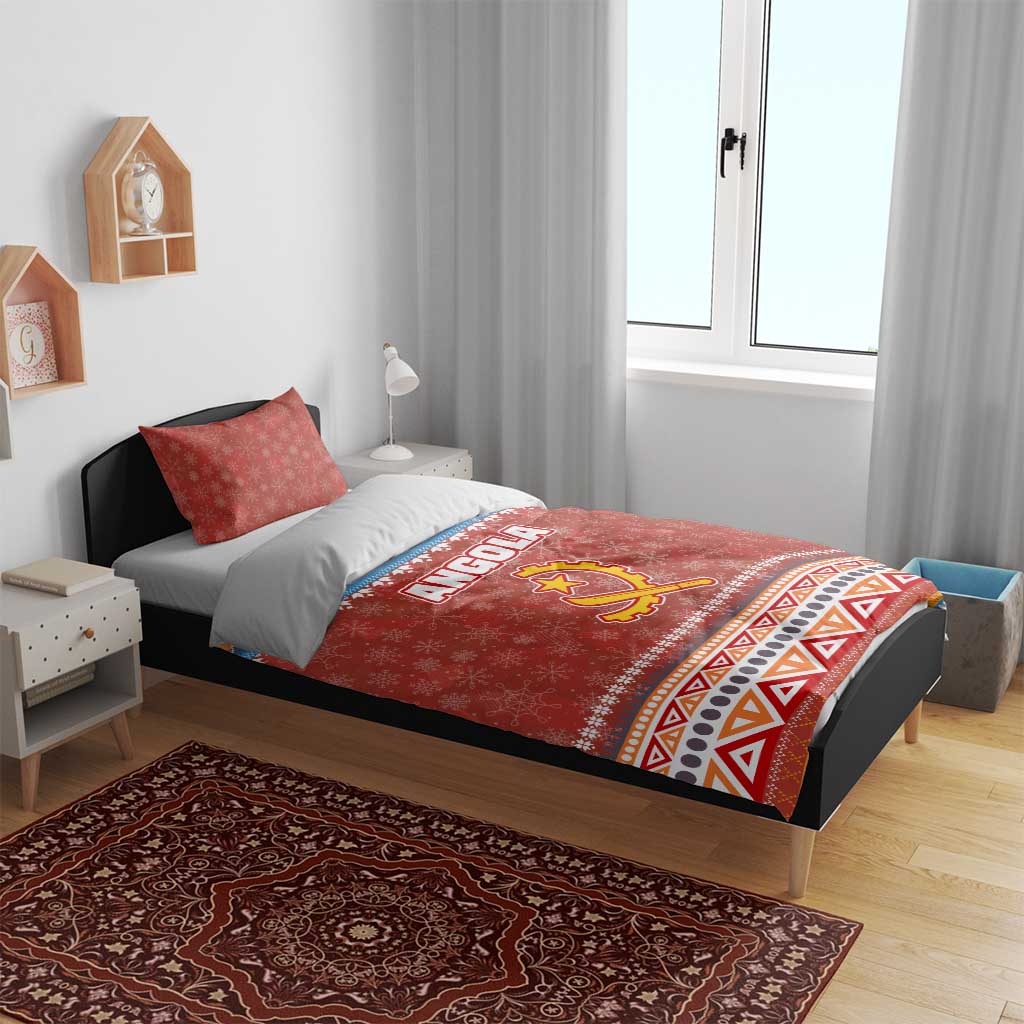 Angola Christmas Bedding Set Snowflake Pattern Tribal Santa Claus Motif - African Pride