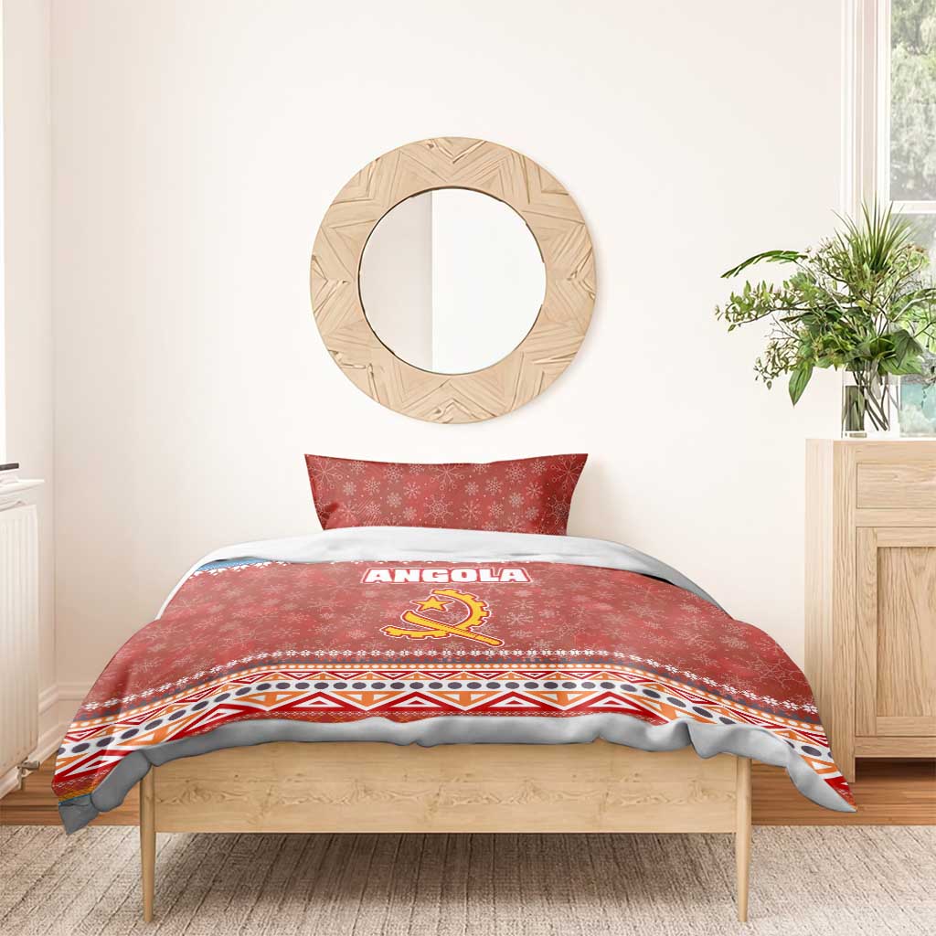 Angola Christmas Bedding Set Snowflake Pattern Tribal Santa Claus Motif - African Pride