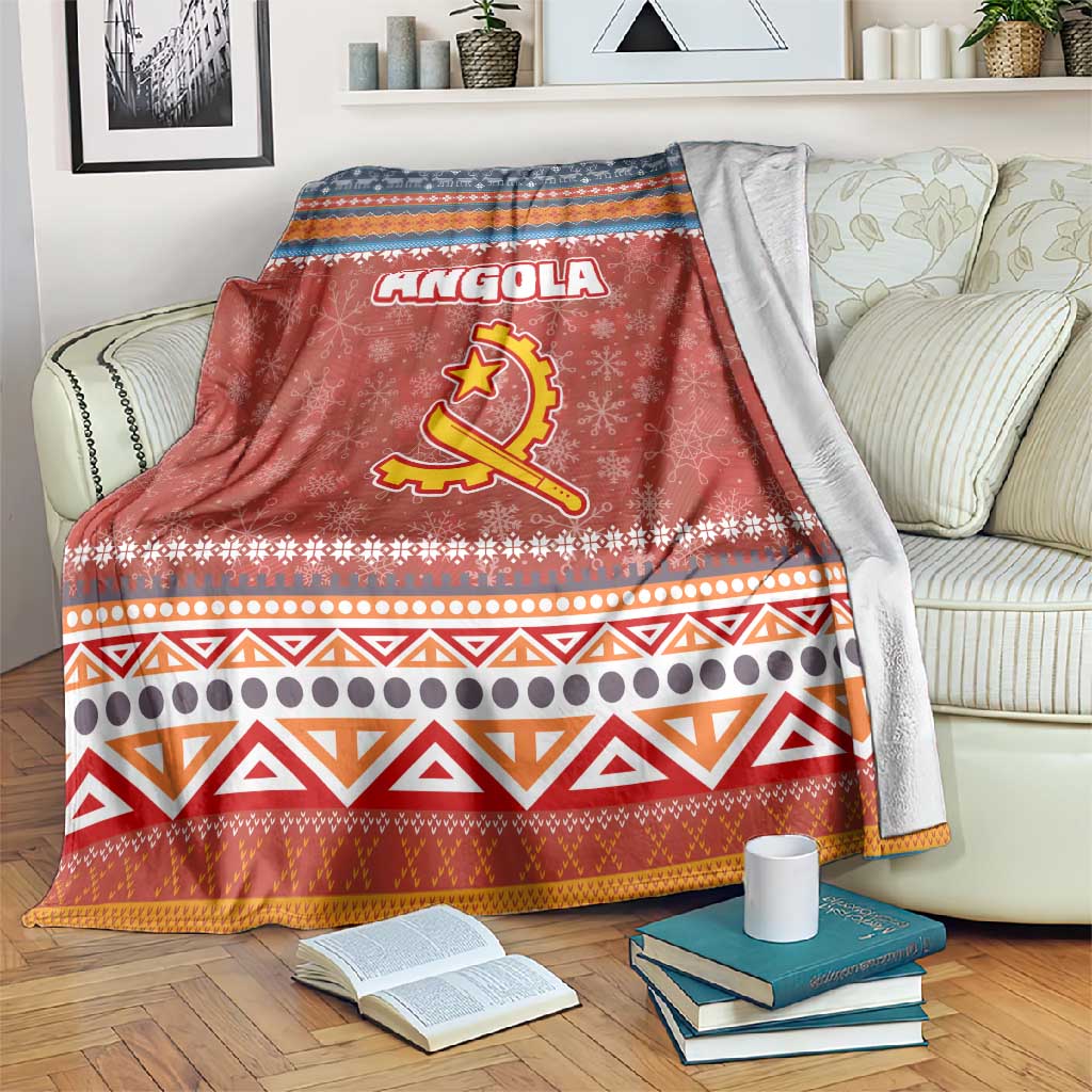 Angola Christmas Blanket Snowflake Pattern Tribal Santa Claus Motif - African Pride