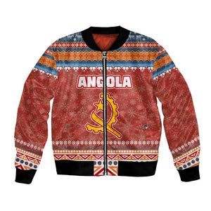 Angola Christmas Bomber Jacket Snowflake Pattern Tribal Santa Claus Motif - African Pride