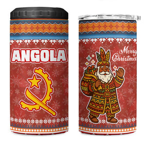 Angola Christmas 4 in 1 Can Cooler Tumbler Snowflake Pattern Tribal Santa Claus Motif - African Pride