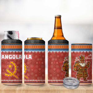 Angola Christmas 4 in 1 Can Cooler Tumbler Snowflake Pattern Tribal Santa Claus Motif - African Pride