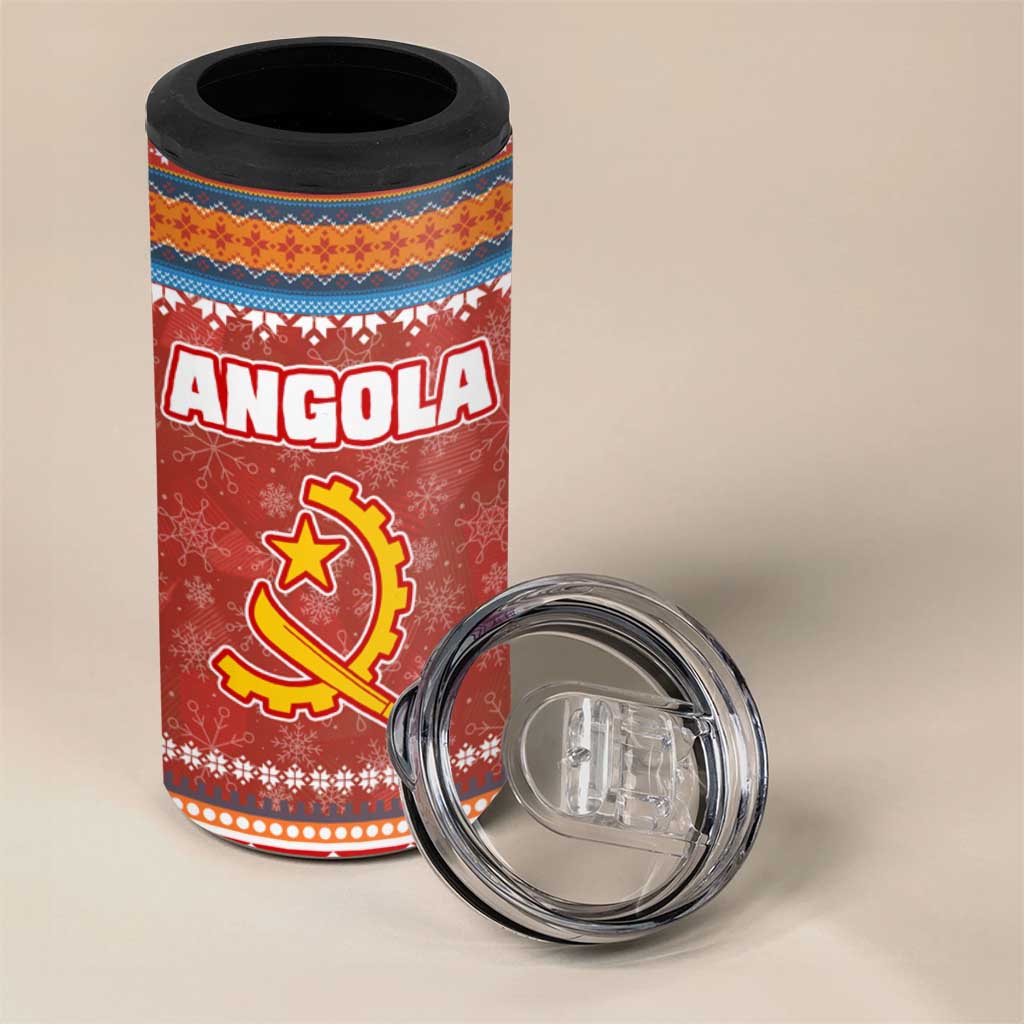 Angola Christmas 4 in 1 Can Cooler Tumbler Snowflake Pattern Tribal Santa Claus Motif - African Pride