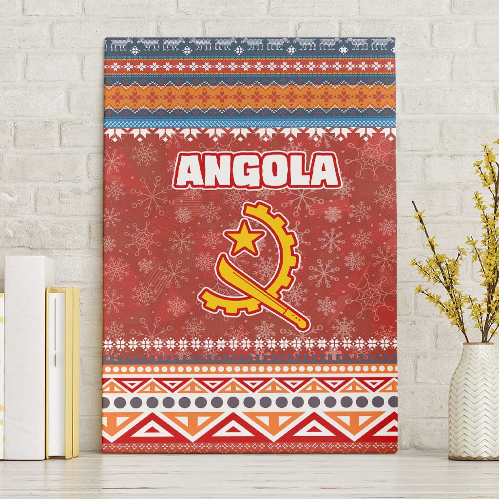 Angola Christmas Canvas Wall Art Snowflake Pattern Tribal Santa Claus Motif - African Pride