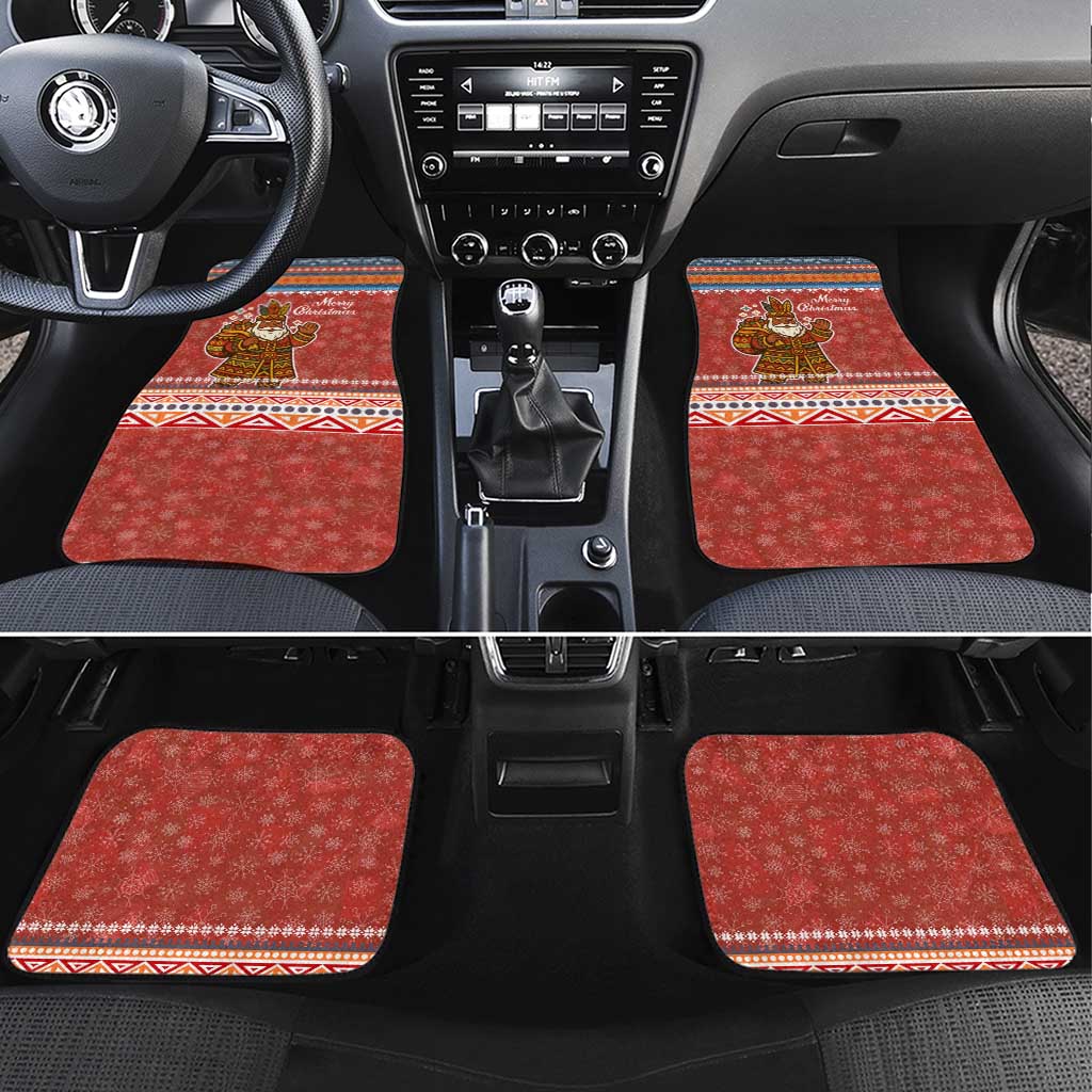 Angola Christmas Car Mats Snowflake Pattern Tribal Santa Claus Motif - African Pride