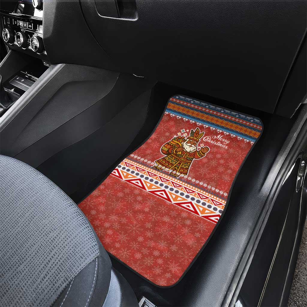 Angola Christmas Car Mats Snowflake Pattern Tribal Santa Claus Motif - African Pride