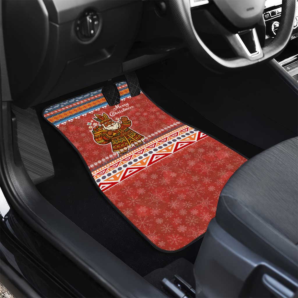 Angola Christmas Car Mats Snowflake Pattern Tribal Santa Claus Motif - African Pride