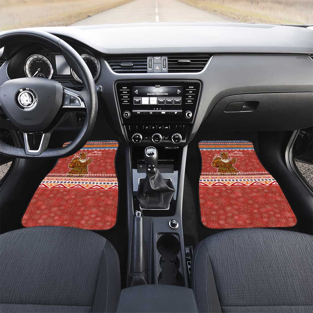 Angola Christmas Car Mats Snowflake Pattern Tribal Santa Claus Motif - African Pride