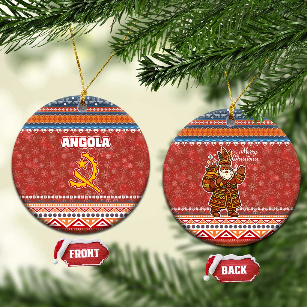 Angola Christmas Ceramic Ornament Snowflake Pattern Tribal Santa Claus Motif - African Pride