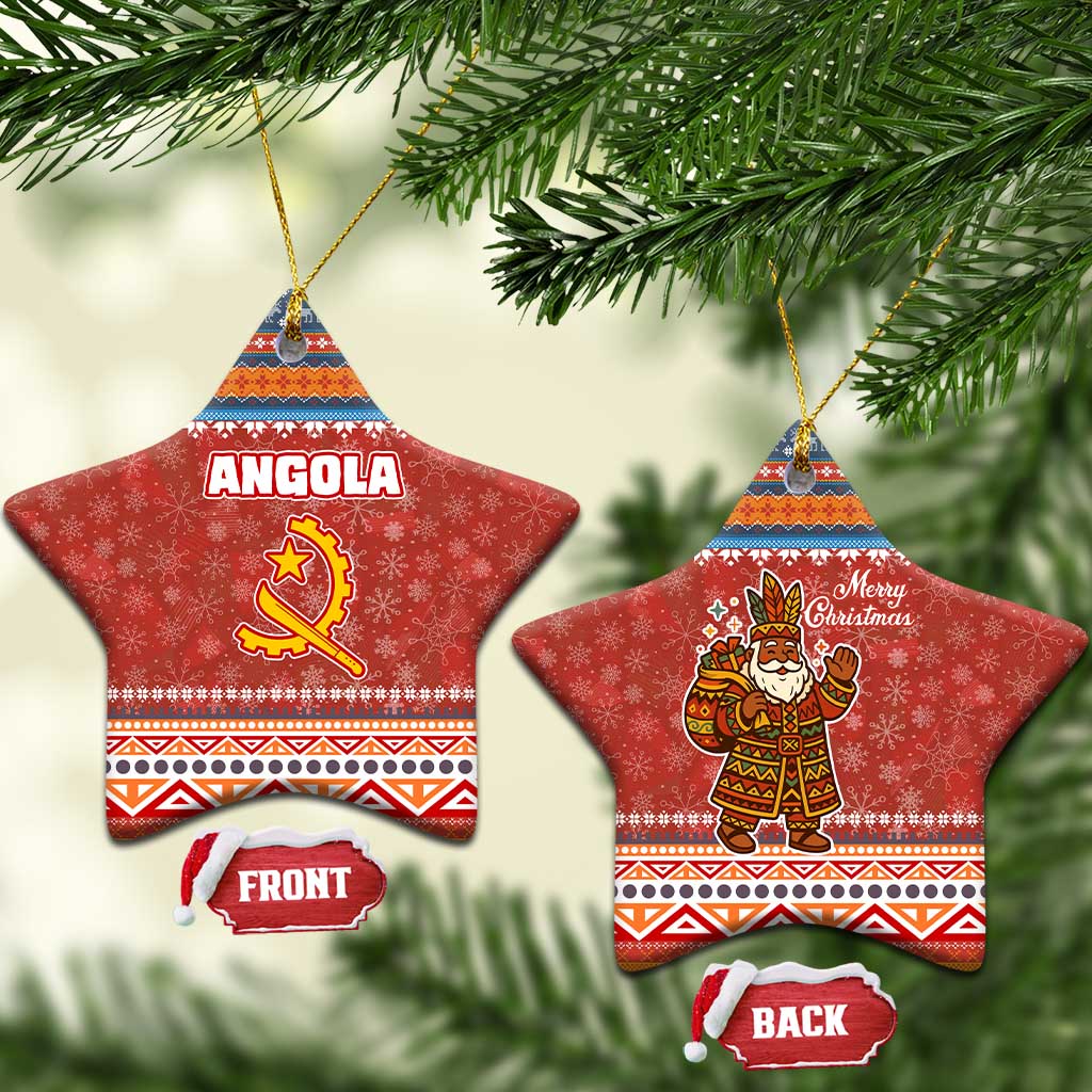 Angola Christmas Ceramic Ornament Snowflake Pattern Tribal Santa Claus Motif - African Pride