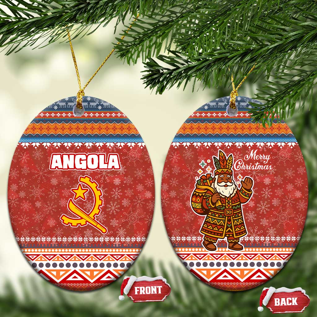 Angola Christmas Ceramic Ornament Snowflake Pattern Tribal Santa Claus Motif - African Pride