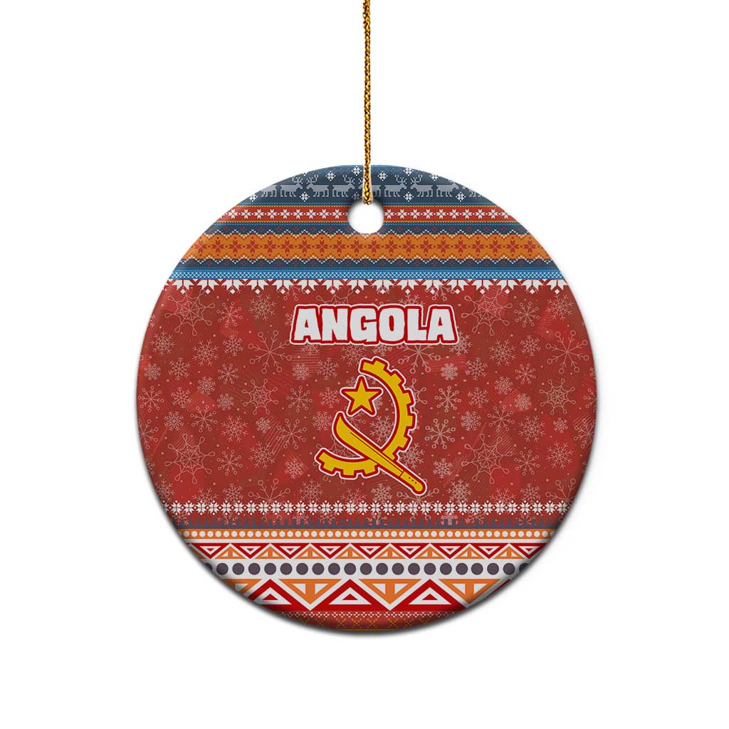 Angola Christmas Ceramic Ornament Snowflake Pattern Tribal Santa Claus Motif - African Pride