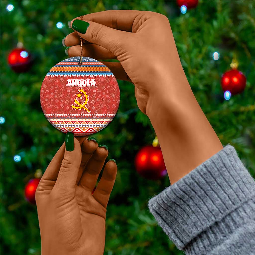 Angola Christmas Ceramic Ornament Snowflake Pattern Tribal Santa Claus Motif - African Pride