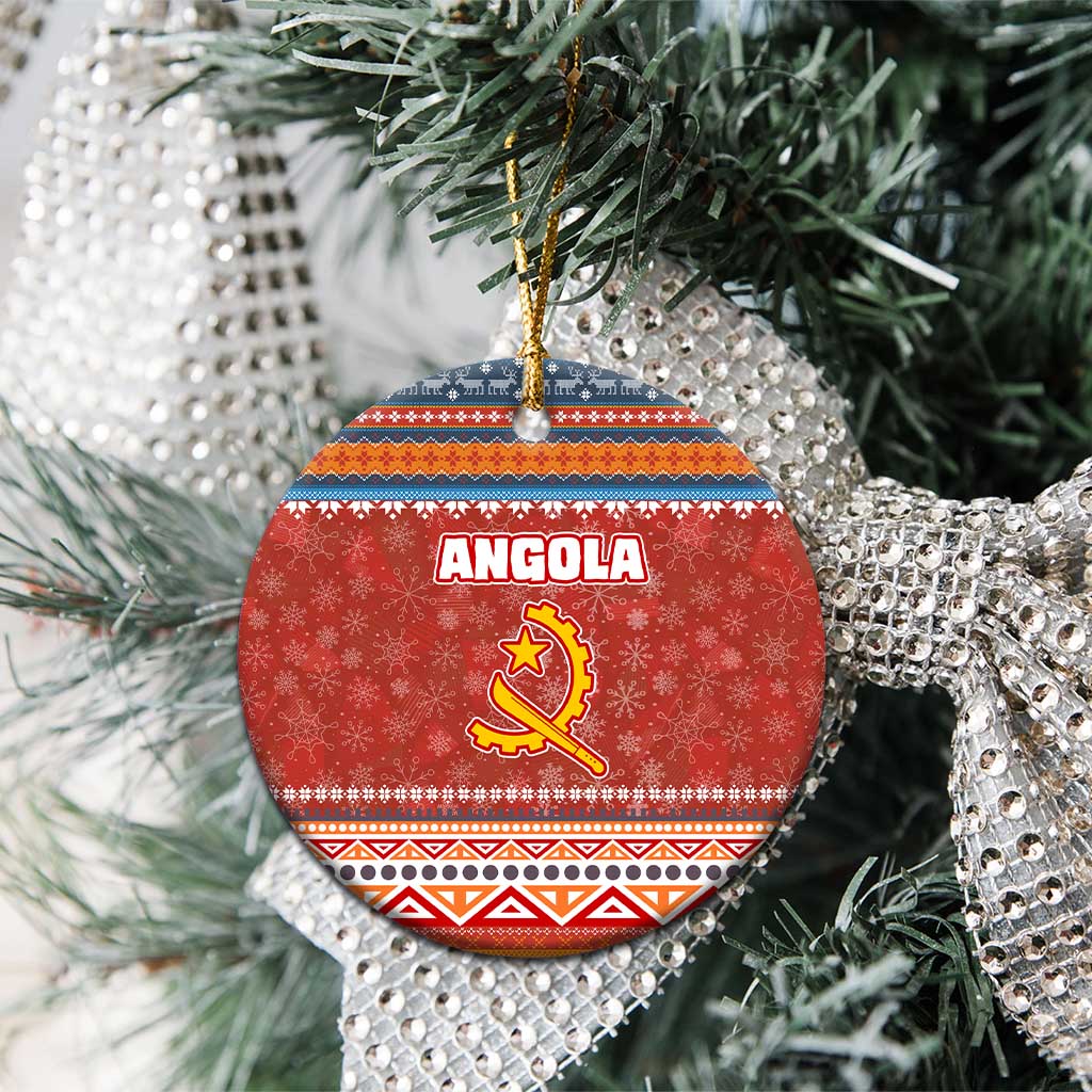 Angola Christmas Ceramic Ornament Snowflake Pattern Tribal Santa Claus Motif - African Pride