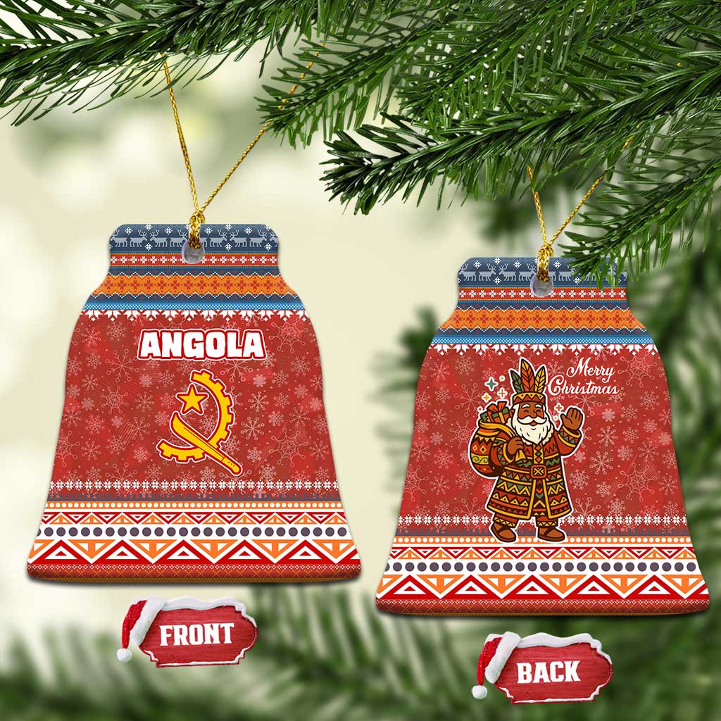 Angola Christmas Ceramic Ornament Snowflake Pattern Tribal Santa Claus Motif - African Pride