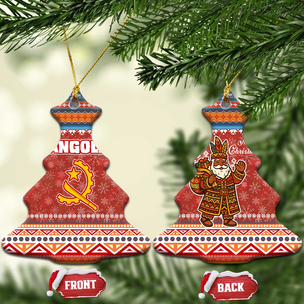 Angola Christmas Ceramic Ornament Snowflake Pattern Tribal Santa Claus Motif - African Pride