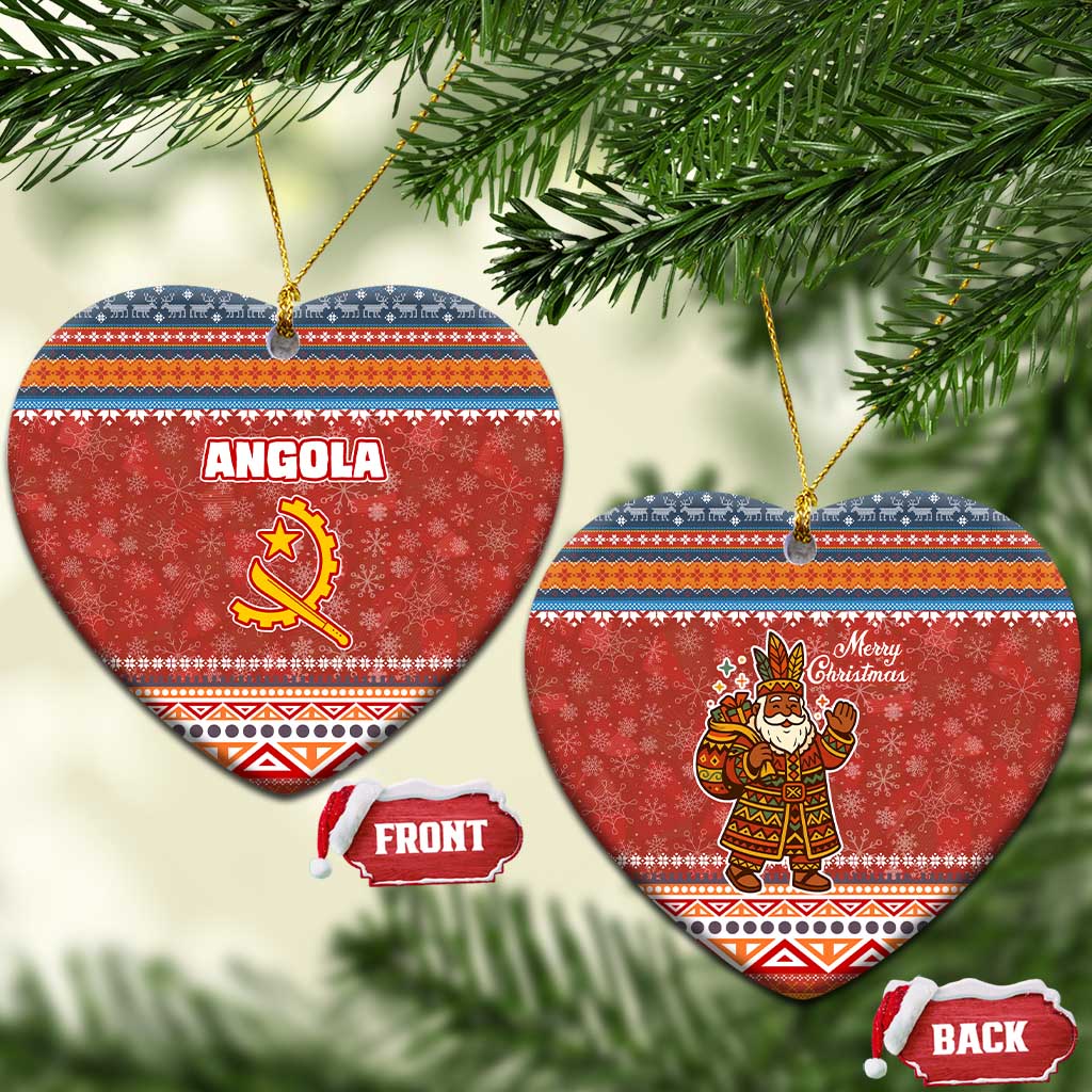 Angola Christmas Ceramic Ornament Snowflake Pattern Tribal Santa Claus Motif - African Pride