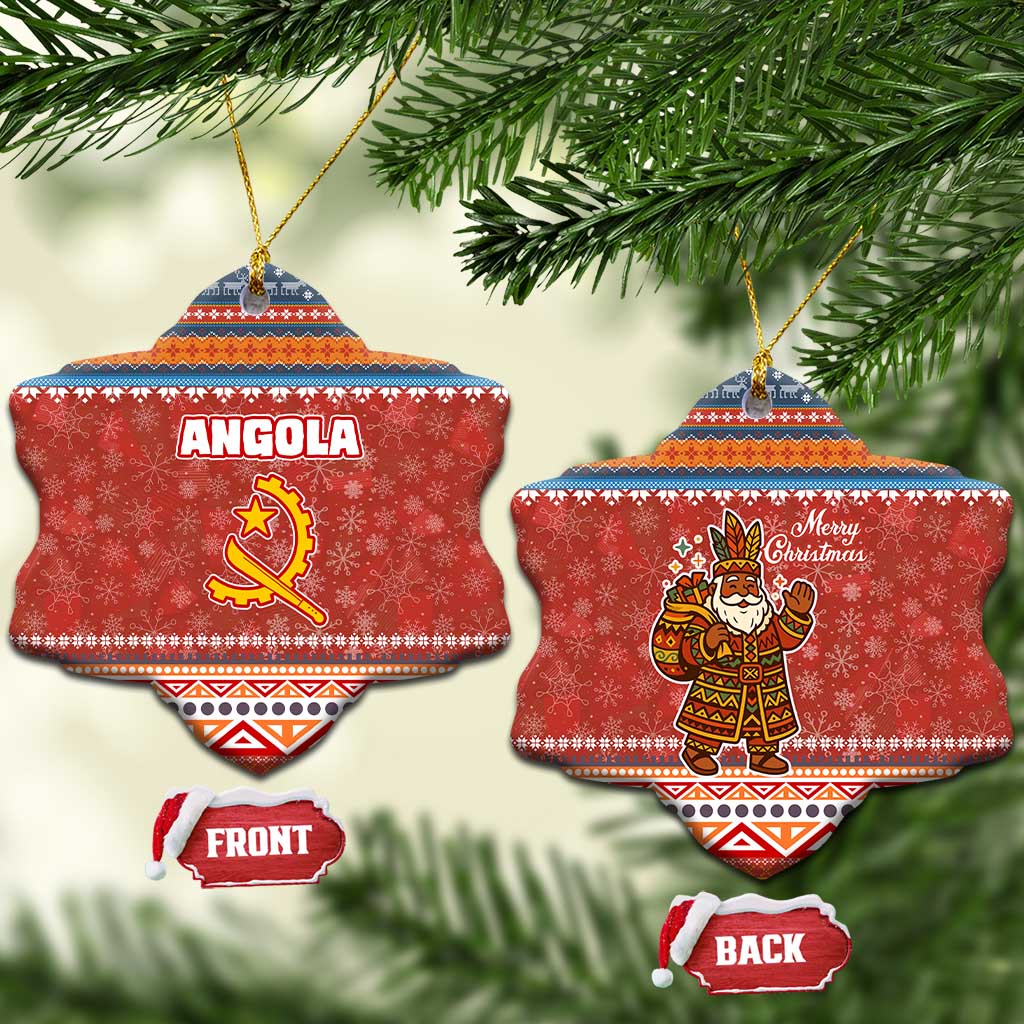 Angola Christmas Ceramic Ornament Snowflake Pattern Tribal Santa Claus Motif - African Pride