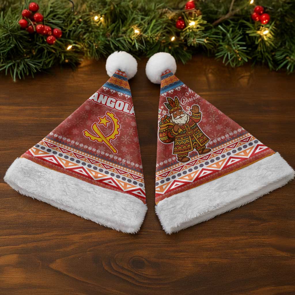 Angola Christmas Santa Hat Snowflake Pattern Tribal Santa Claus Motif - African Pride
