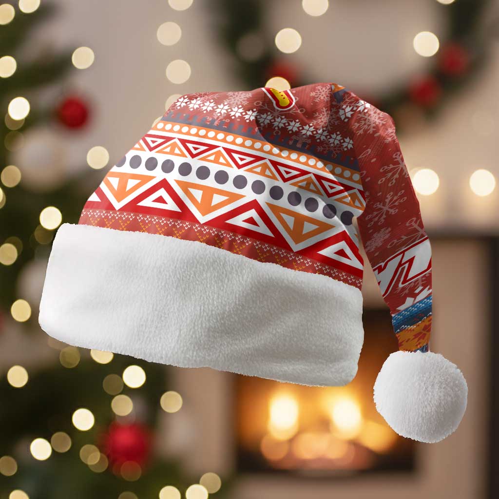 Angola Christmas Santa Hat Snowflake Pattern Tribal Santa Claus Motif - African Pride