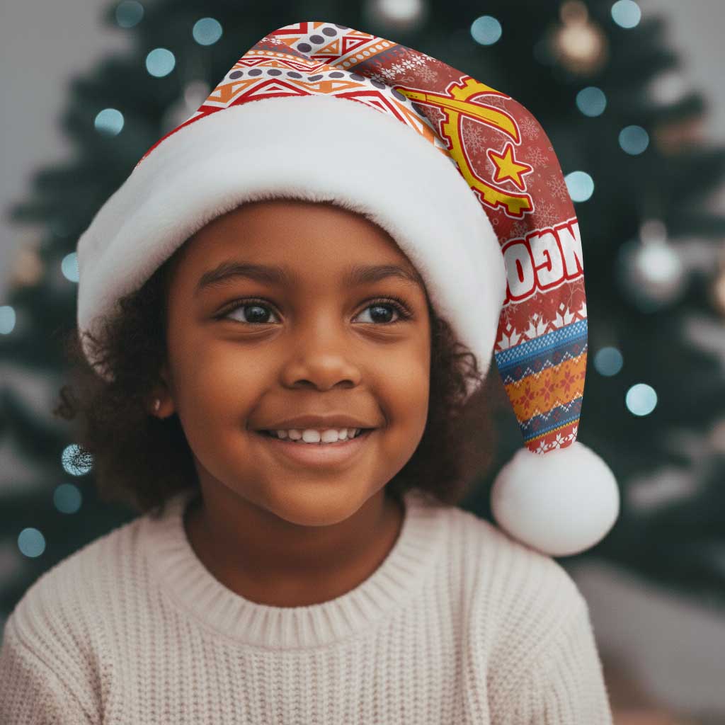 Angola Christmas Santa Hat Snowflake Pattern Tribal Santa Claus Motif - African Pride