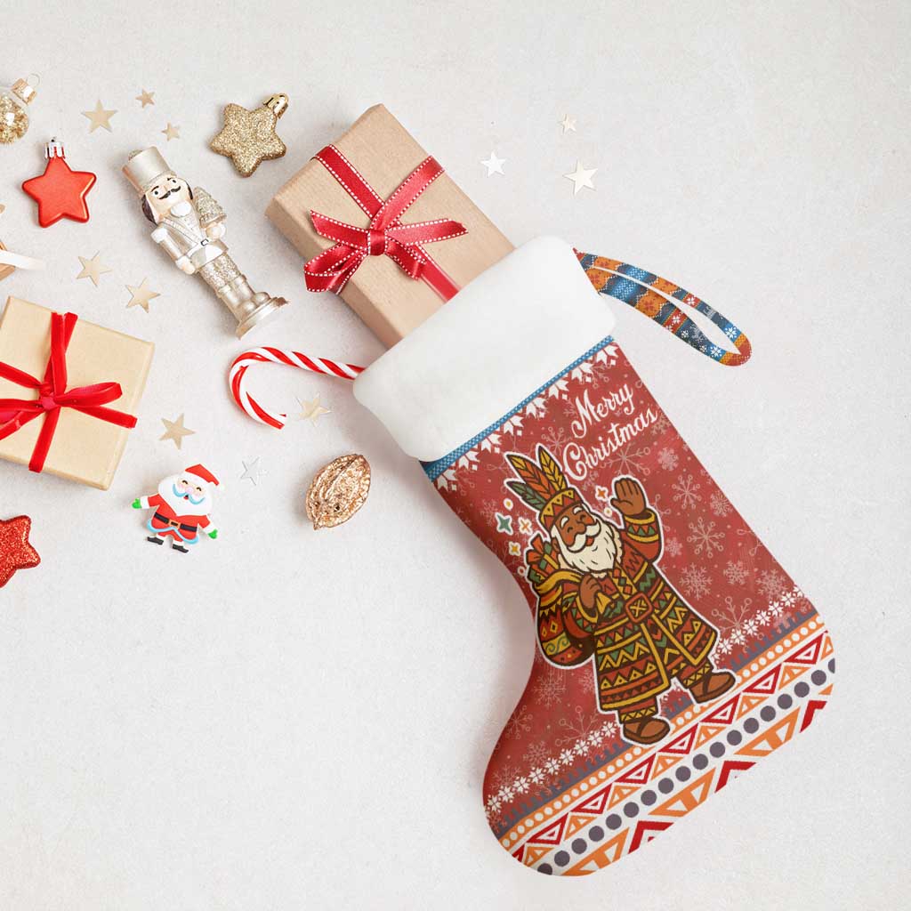 Angola Christmas Stocking Snowflake Pattern Tribal Santa Claus Motif - African Pride