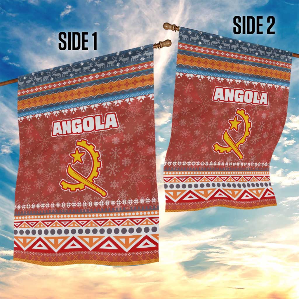 Angola Christmas Garden Flag Snowflake Pattern Tribal Santa Claus Motif - African Pride
