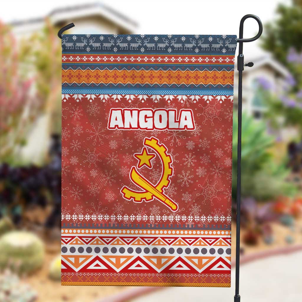 Angola Christmas Garden Flag Snowflake Pattern Tribal Santa Claus Motif - African Pride