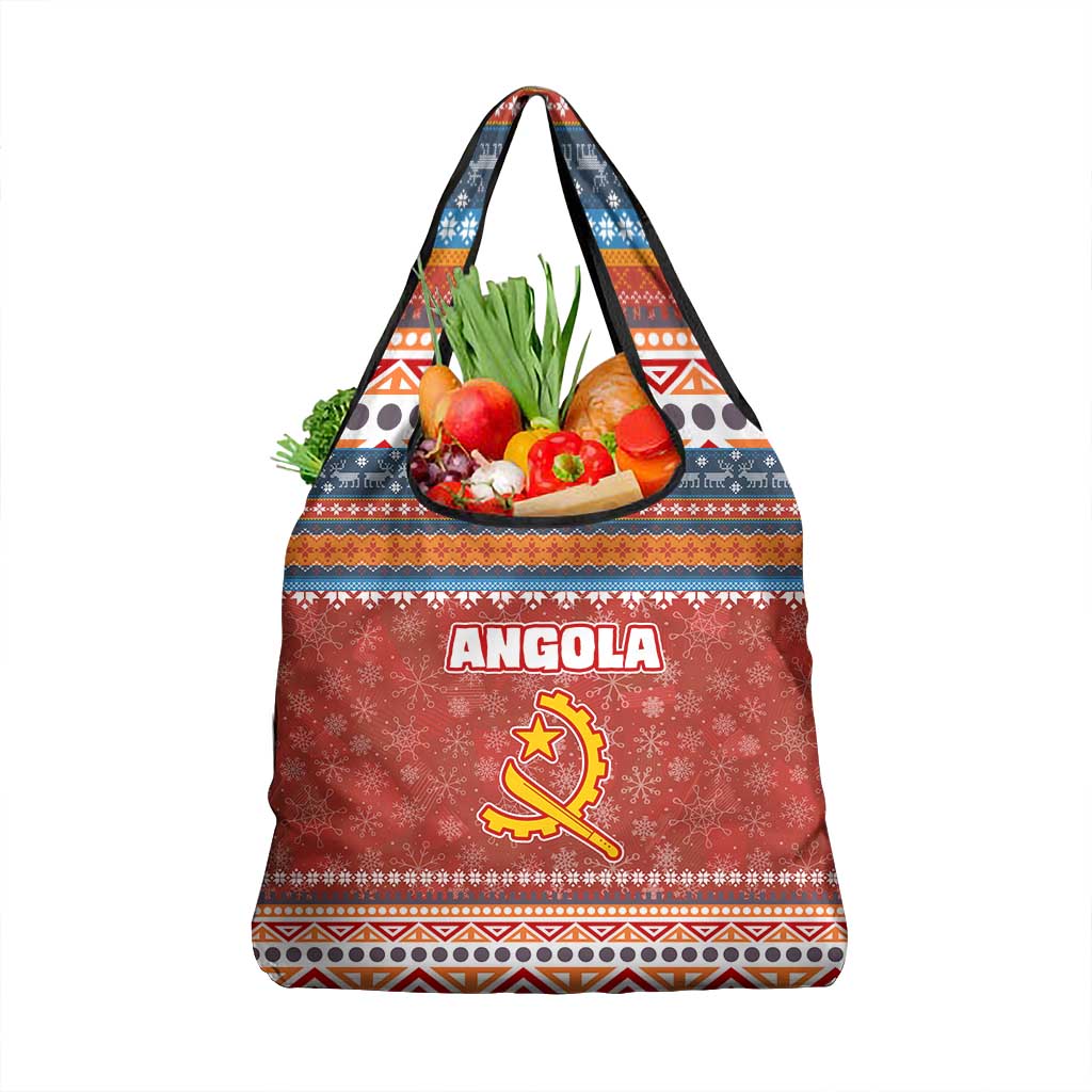 Angola Christmas Grocery Bag Snowflake Pattern Tribal Santa Claus Motif - African Pride