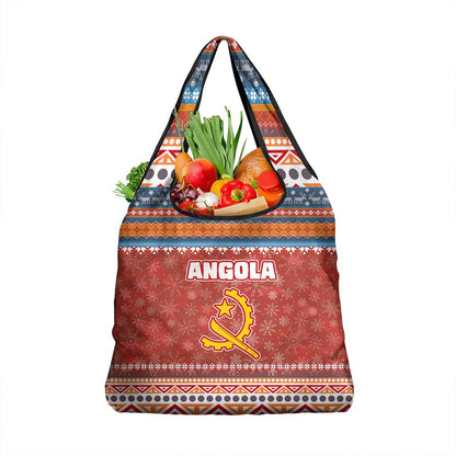 Angola Christmas Grocery Bag Snowflake Pattern Tribal Santa Claus Motif - African Pride